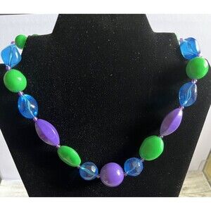 Vintage 80's LCI Signed Liz Claiborne Chunky Lucite Beaded Necklace 18"